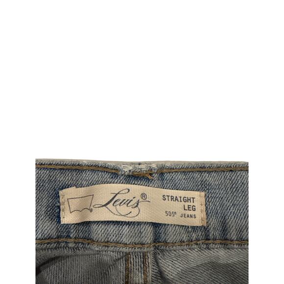 Levis 505 Jeans Womens 4 Blue Straight Leg Stretch Denim Distressed Light Wash - Picture 5 of 11